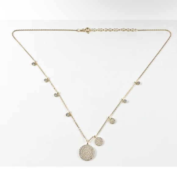 Elegant Multi Round Disc Micro Setting CZ Gold Tone Silver Necklace Elegant Mult - Picture 1 of 1